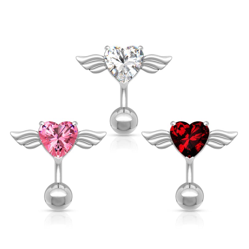 Piercing pour le nombril avec cœur et ailes