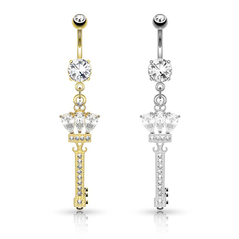 Piercing pour le nombril en or 14 carats avec clés détaillées