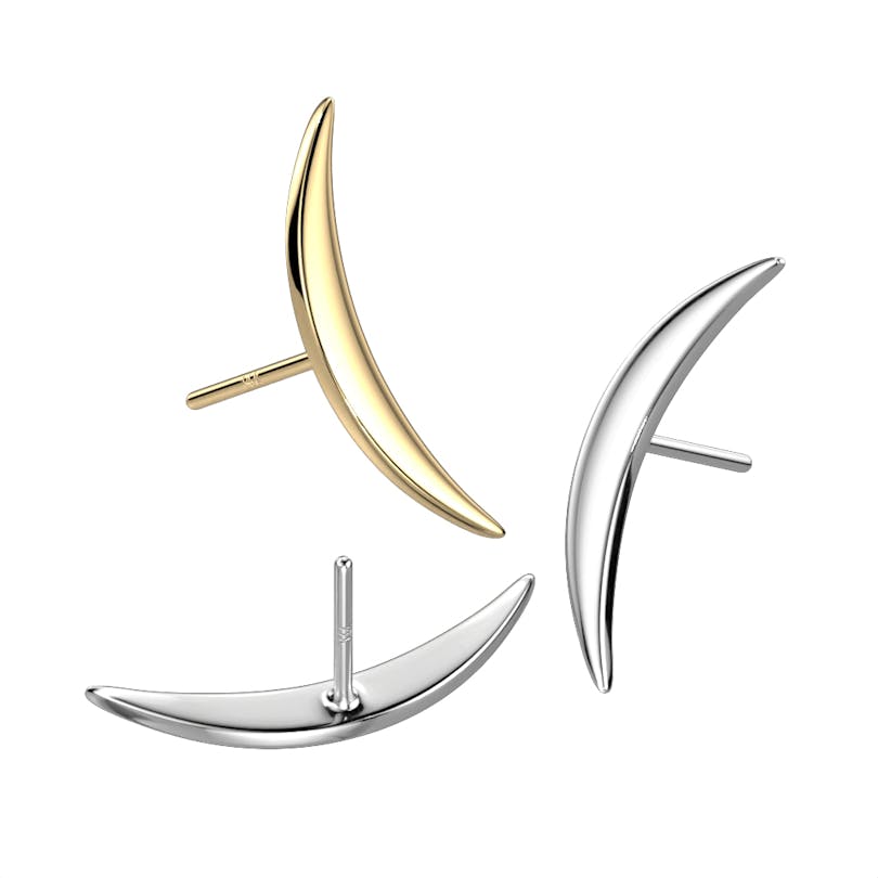 Topo de encaixe em ouro de 14k com meia-lua grande