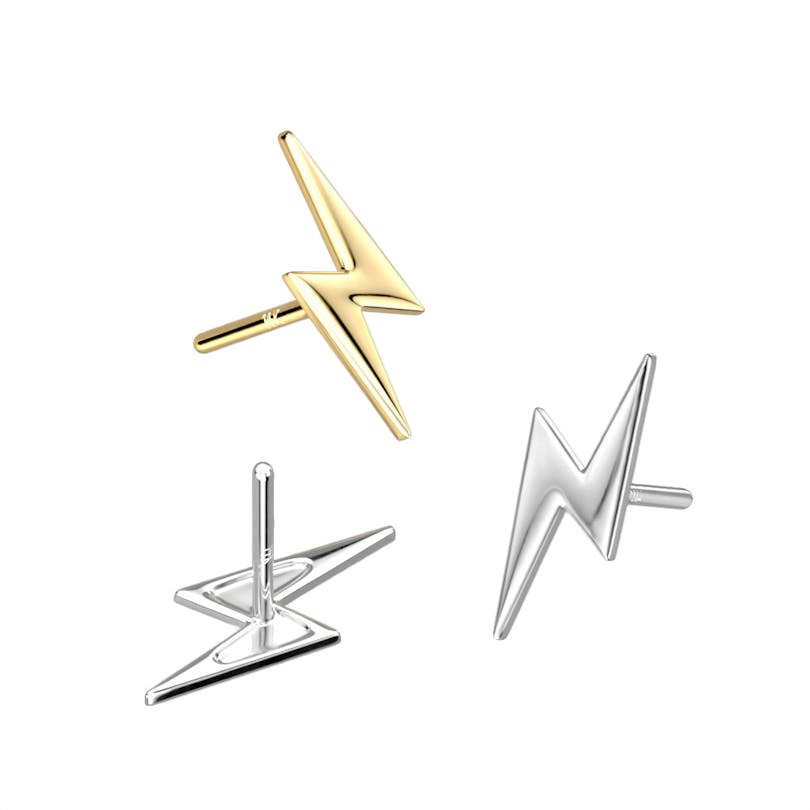 Topo de encaixe em ouro de 14k com relâmpago