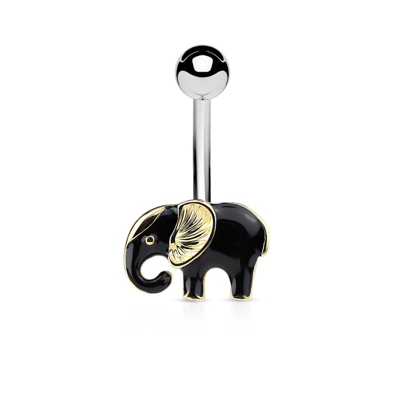Piercing pour le nombril avec un éléphant émaillé