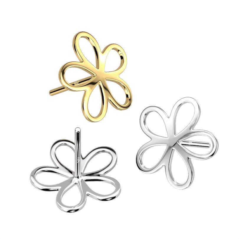 Topo de encaixe em ouro de 14k com flor oca