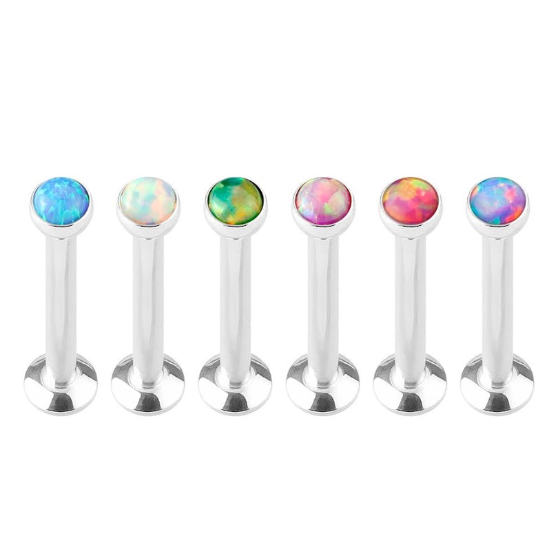 Labret com rosca interior e bola opala