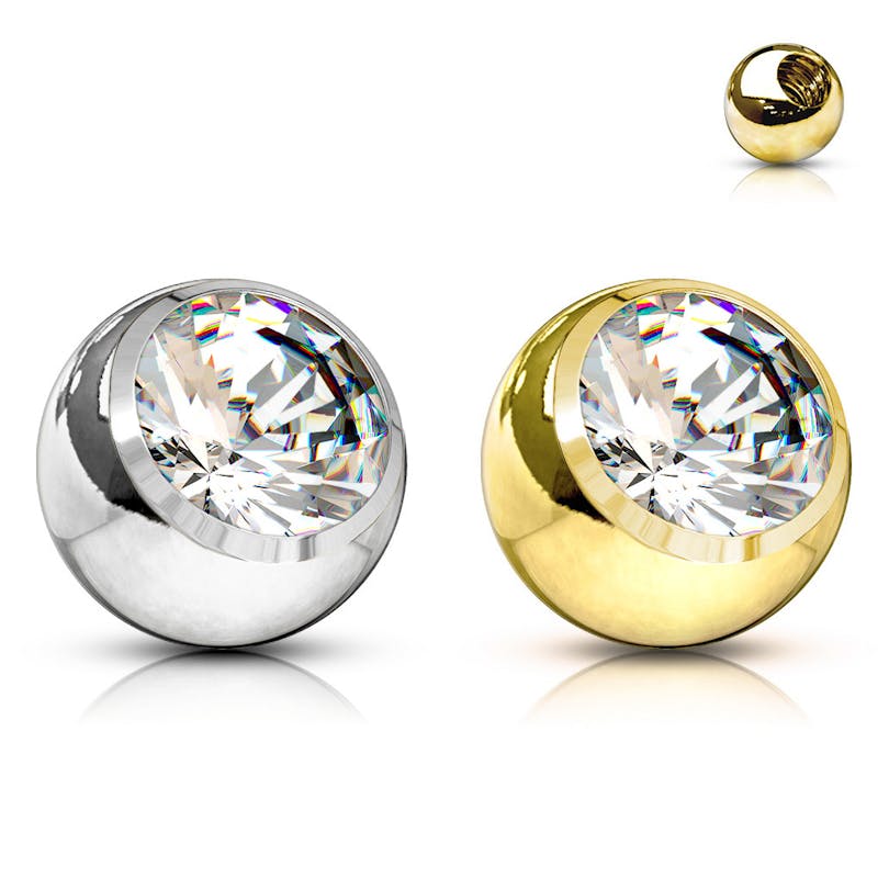 Piercingkugel aus 14 Karat Gold mit einem Stein