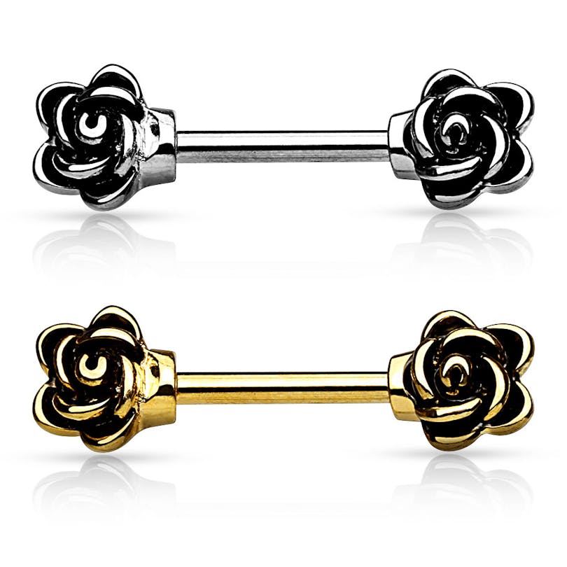 Mamilo piercing com rosas