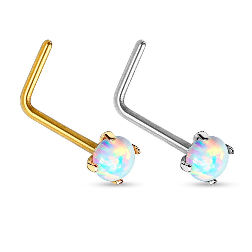 Nariz piercing de ouro 14 quilates com pedra opala