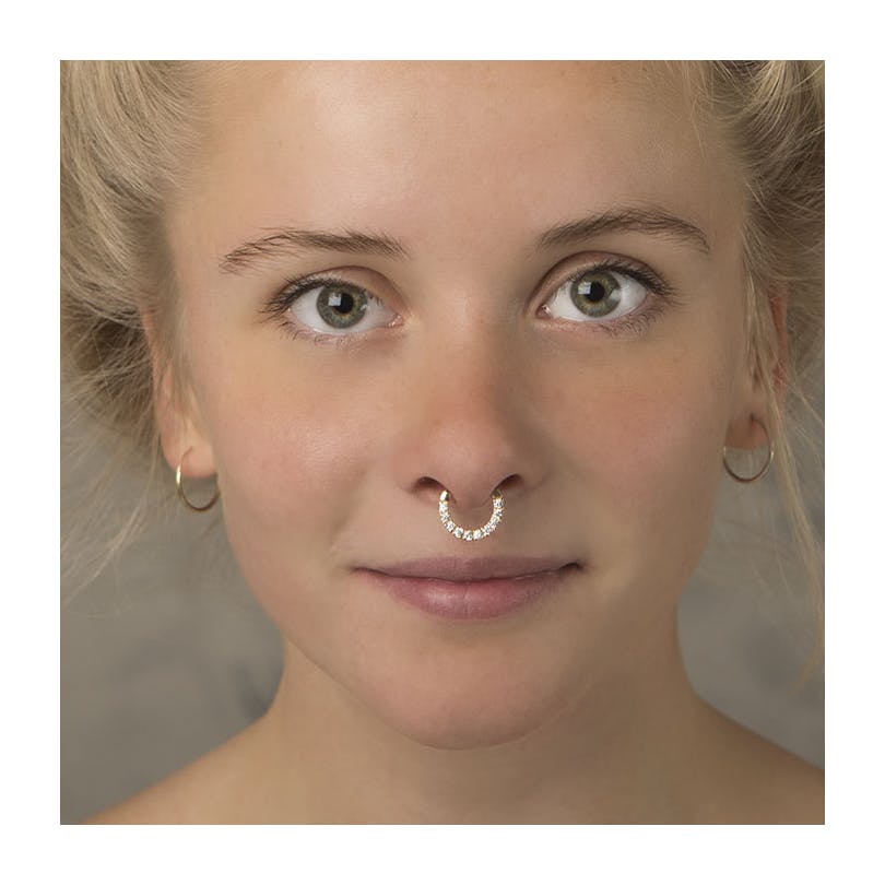 Septum en or 14 carats avec 10 pierres