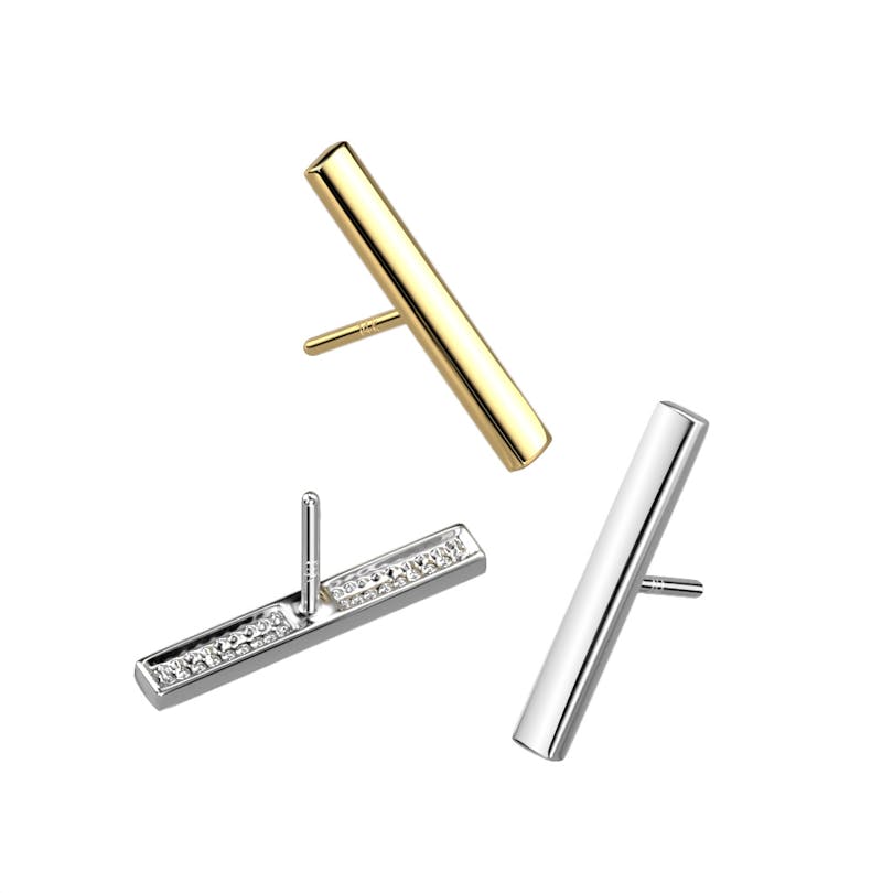 Topo de encaixe em ouro de 14k com barra plana