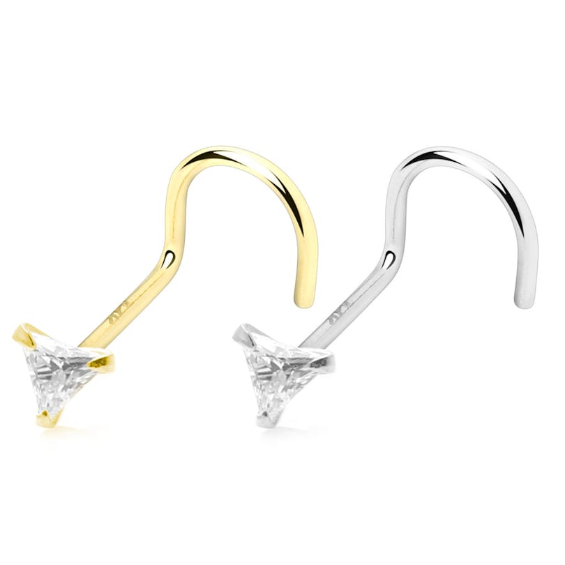 Vis pour le nez en or 14 carats avec 3 pierres carrées