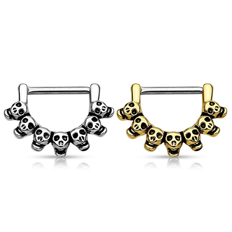 Mamilo piercing com caveiras