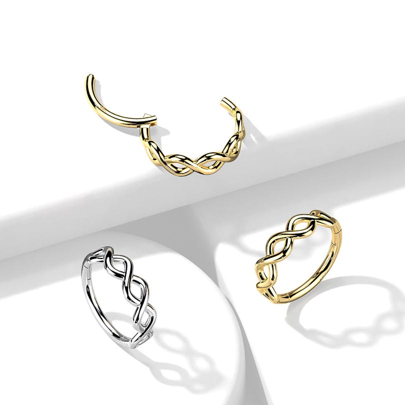 Argola articulada de ouro de 14 quilates com forma entrelaçada