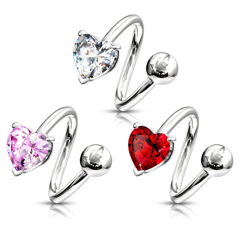 Twisterring mit herzförmigen Diamantstein