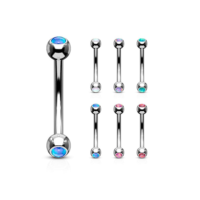 Barbell curvo com opalas embutidas