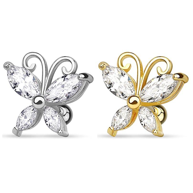 Orelha piercing com borboleta