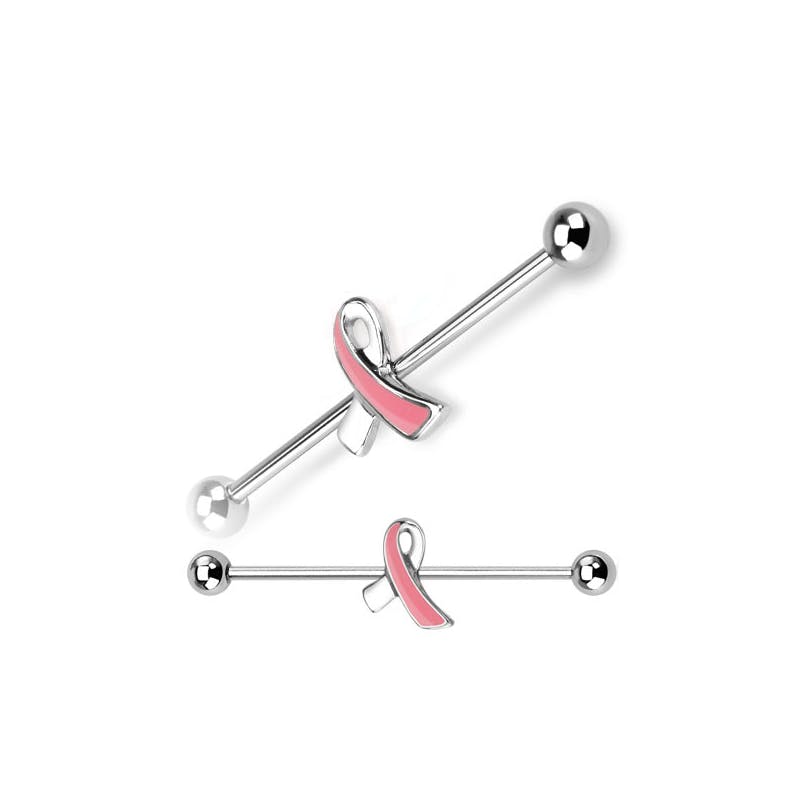 Industrialstaaf met roze strik