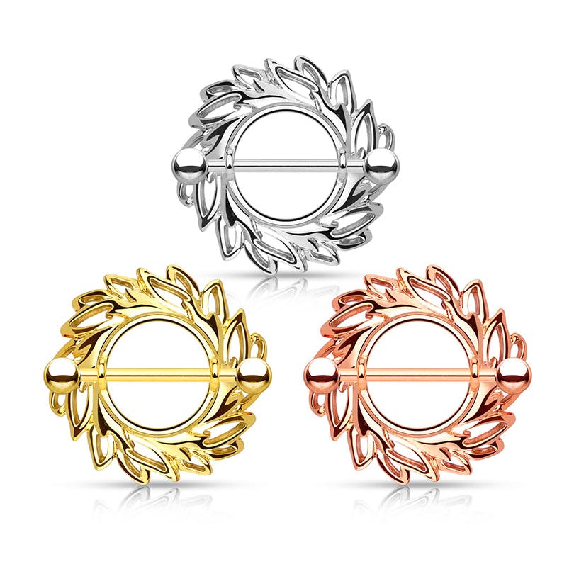 Bouclier pour le téton avec couronne de feuilles